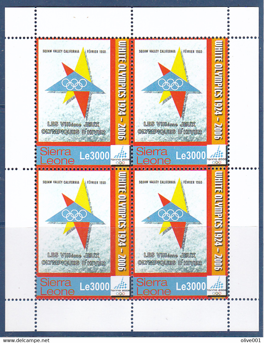 Timbre De Serra Leone, Jeux Olympique D'hiver De Turin, 4 Tp De 2007  MI N°4911 MNH ** En Mini Feuille à 50 % De La Cote - Winter 2006: Turin