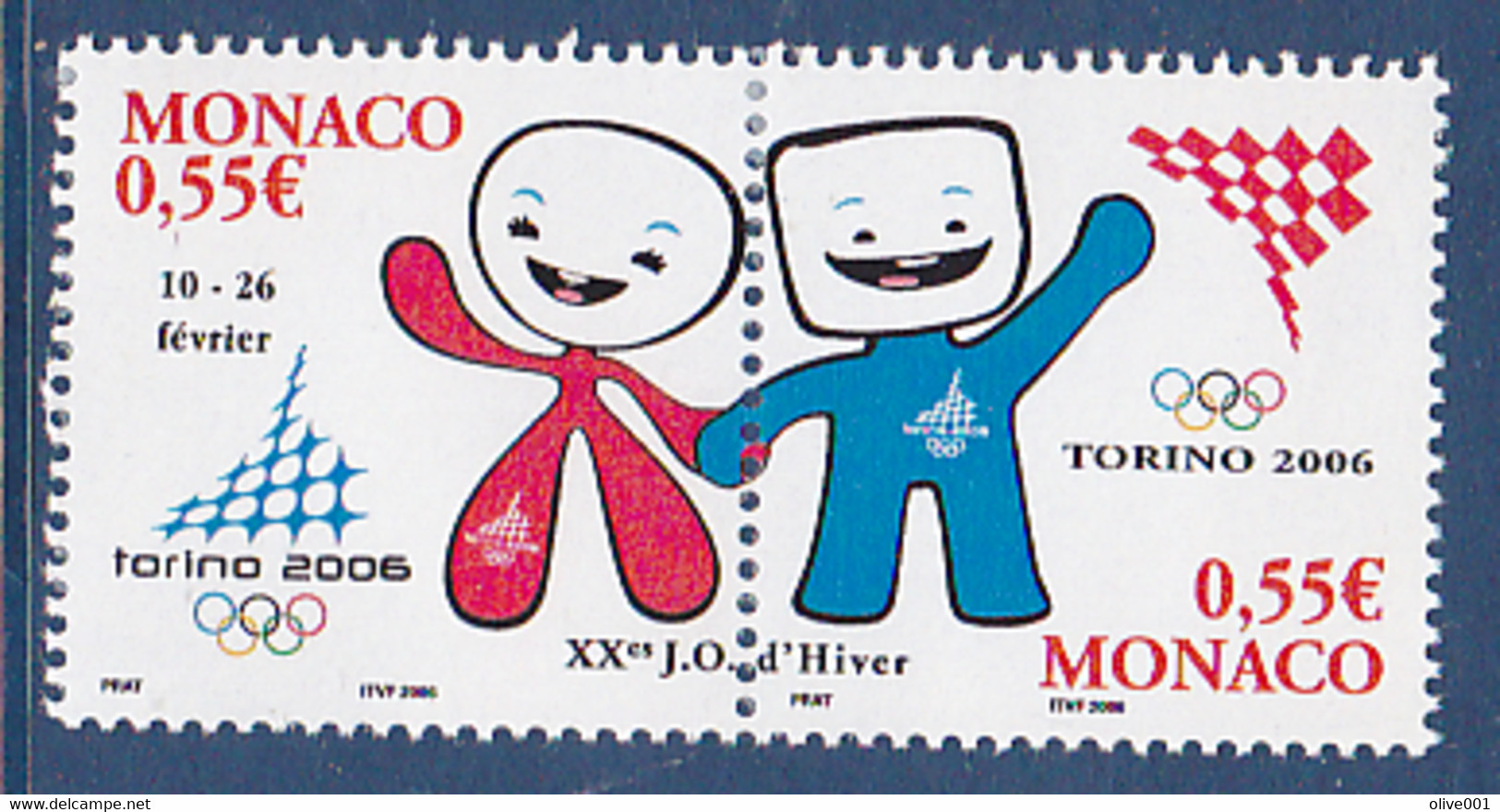 Timbres De Monaco, Jeux Olympique D'hiver De Turin, 2 Tp De 2006  MI N° 2787/88 MNH ** Se Tenants à 50 % De La Cote - Winter 2006: Turin