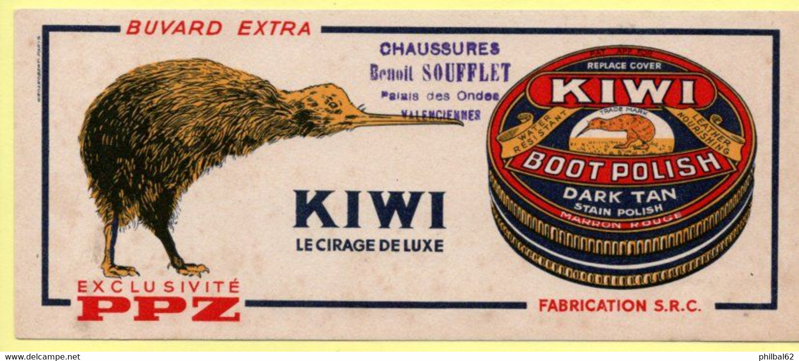Buvard Kiwi, Le Cirage De Luxe. Cachet Chaussures Benoit Soufflet à Valenciennes. - Scarpe