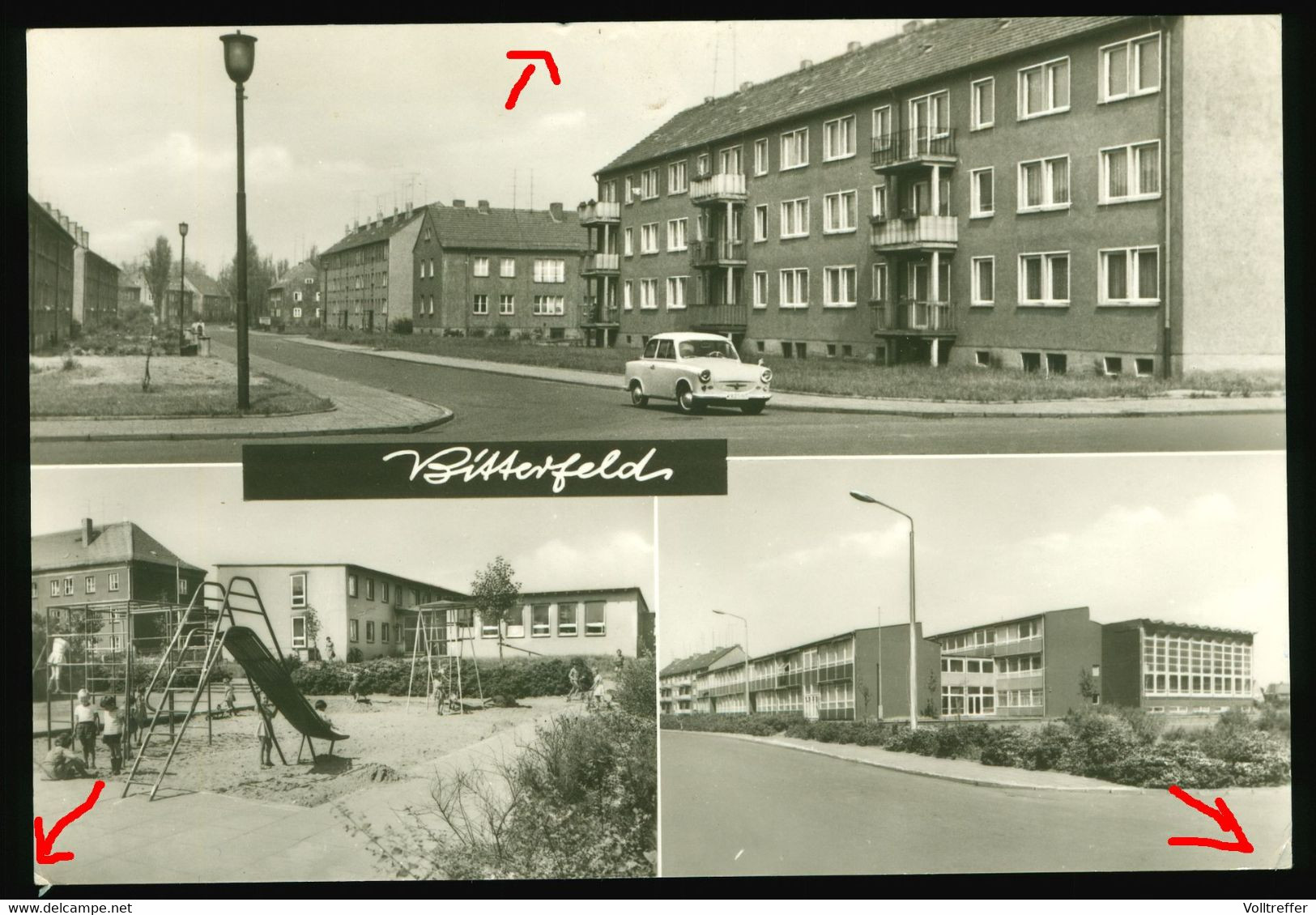 DDR Foto AK 1978 Bitterfeld Mit Anhalt Siedlung, Anton Saefkow Straße - Kindergarten, Schule - Bitterfeld