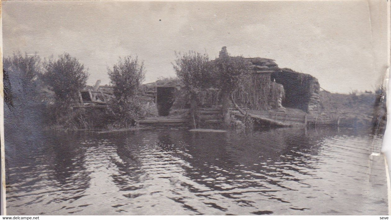 14-18 Poste De Schiepershuis 1915 Derrière L'Yser Photo Amateur Format Environ 5,5 Cm X 12 - Guerre, Militaire