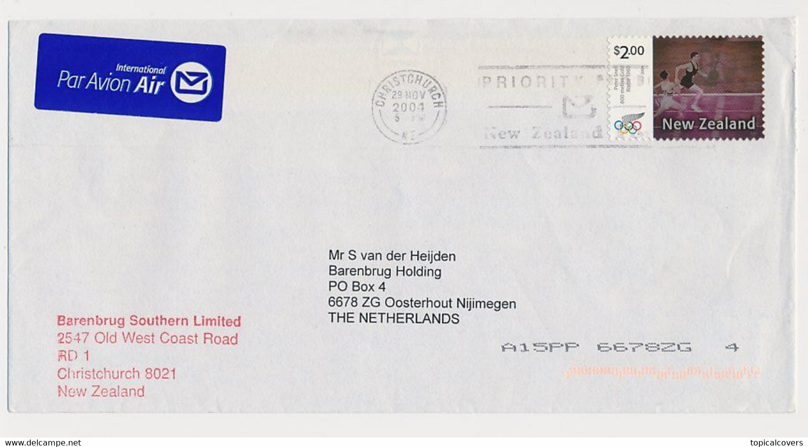 Cover New Zealand - The Netherlands 2004 - Olympic Games - Hologram Stamp - Brieven En Documenten