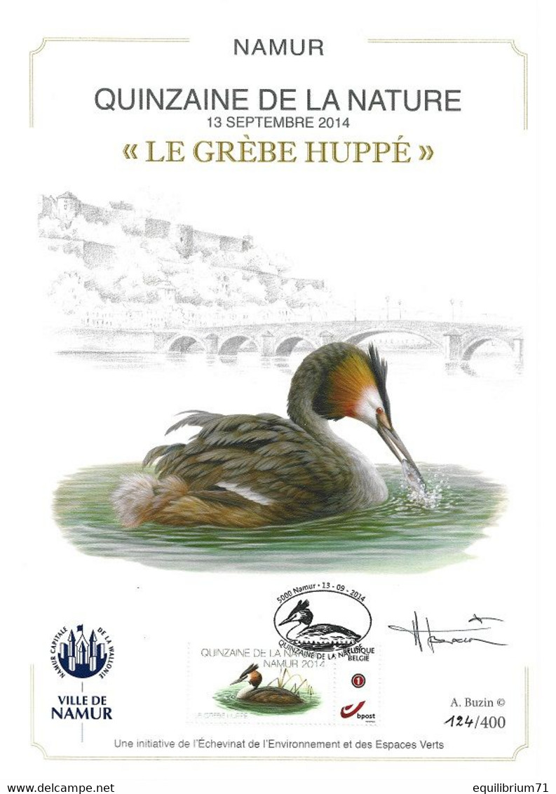 CS/HK - BUZIN - Carte Souvenir Numérotée, Signée - 2014 - Herdenkingskaart Genummerd, Getekend - Grèbe Huppé / Fuut - Briefe U. Dokumente