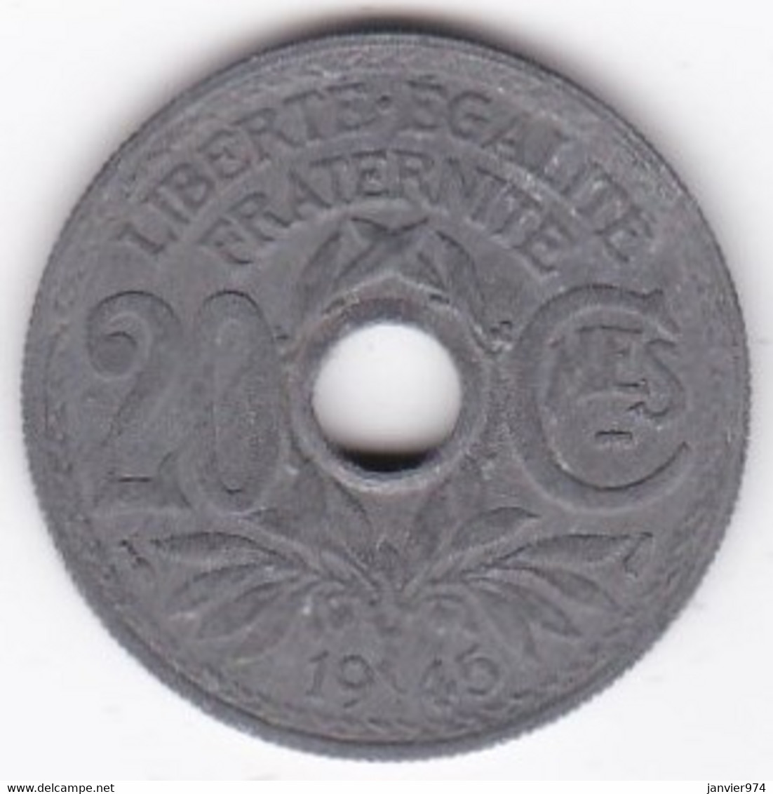 20 Centimes 1945 En Zinc , Gadoury 324 - 20 Centimes