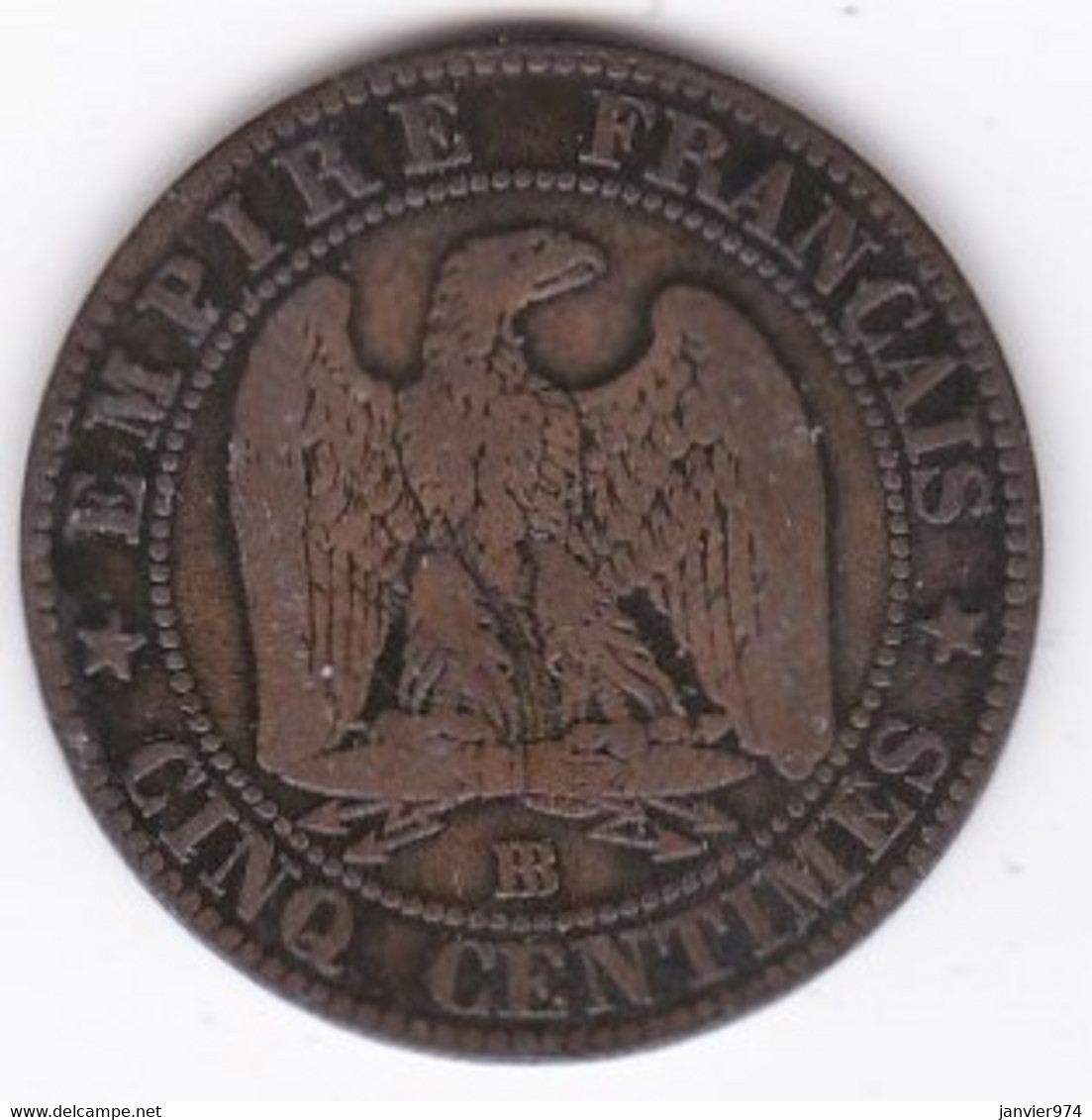 5 Centimes 1853 BB Strasbourg . Napoléon III, En Bronze . Gadoury 152 - 5 Centimes