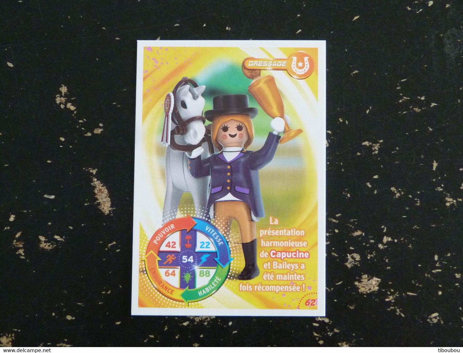 CARTE CARREFOUR PLAYMOBIL N° 62 - DRESSAGE CHEVAL HORSE PFERD - Andere & Zonder Classificatie