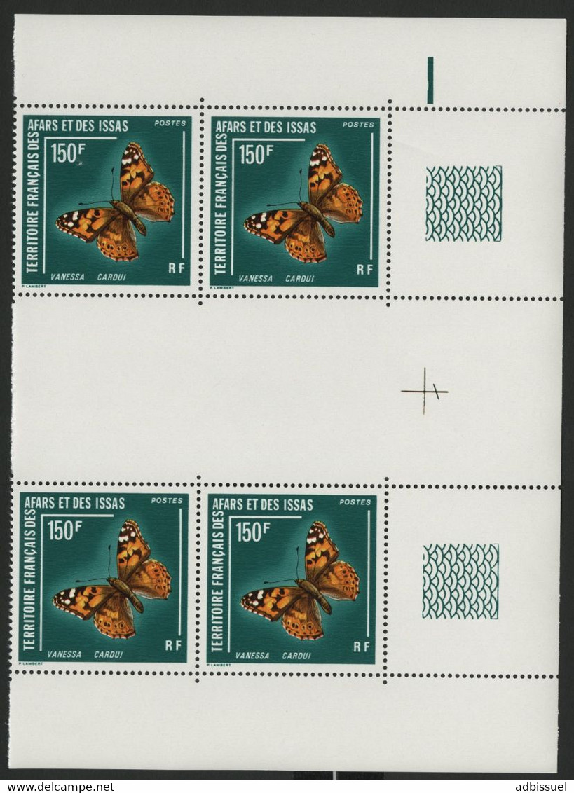 AFARS Et ISSAS COTE 60 € N° 439 MNH ** Bloc De 4 Avec Marges. PAPILLONS BUTTERFLY VANESSA CARDUI. TB/VG - Nuovi