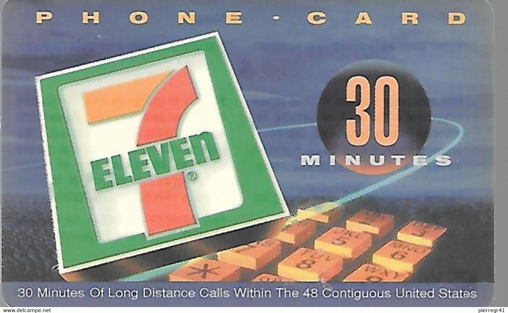 CARTE²-PREPAYEE-USA-VARTEC TELECOM--1 998-30Mn-7 ELEVEN- Gratté-Plastic Fin-TBE- - AT&T