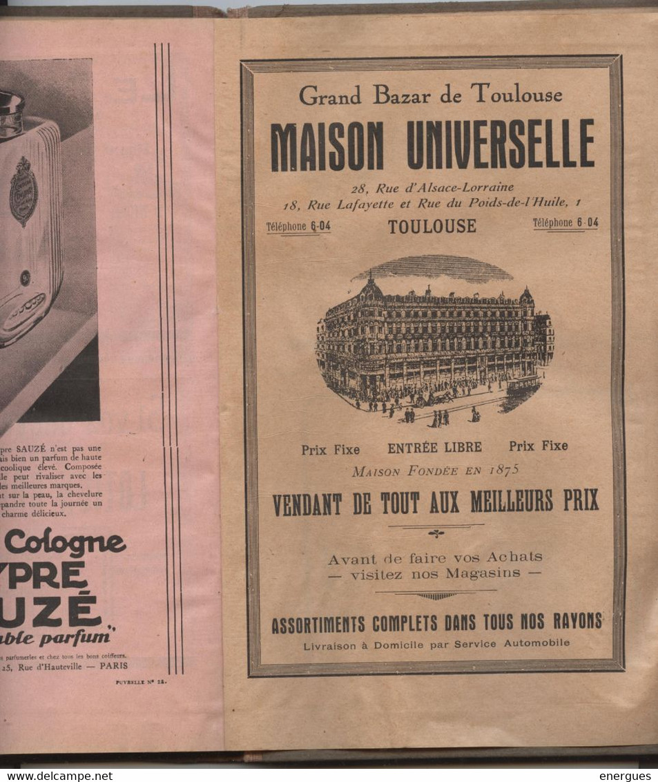 Toulouse, 1929, Agenda De La Maison Universelle, Bazar Labit,208 P, 19 P. Roses , Publicité, Dim.16 X 24, Cartonné - Grand Format : 1921-40