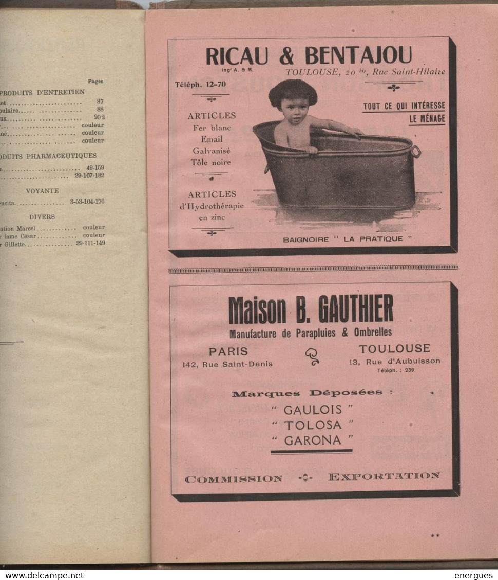 Toulouse, 1929, Agenda De La Maison Universelle, Bazar Labit,208 P, 19 P. Roses , Publicité, Dim.16 X 24, Cartonné - Grand Format : 1921-40