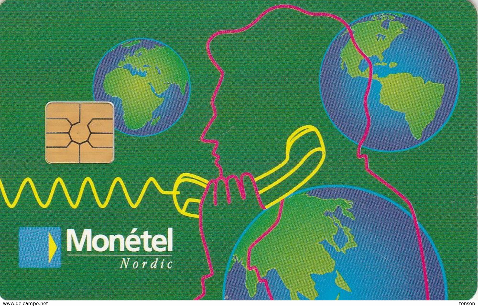 Swaziland, SZ-MON-TST-0003, Test Card, Monetel - Demo Smart Card - Man On Phone (green), 2 Scans. - Swaziland