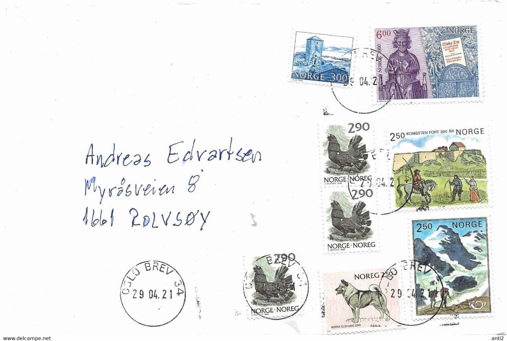 Norway 2021 Cover With 8 Stamps   Cancelled 29.4.21 Oslo Brev - Brieven En Documenten