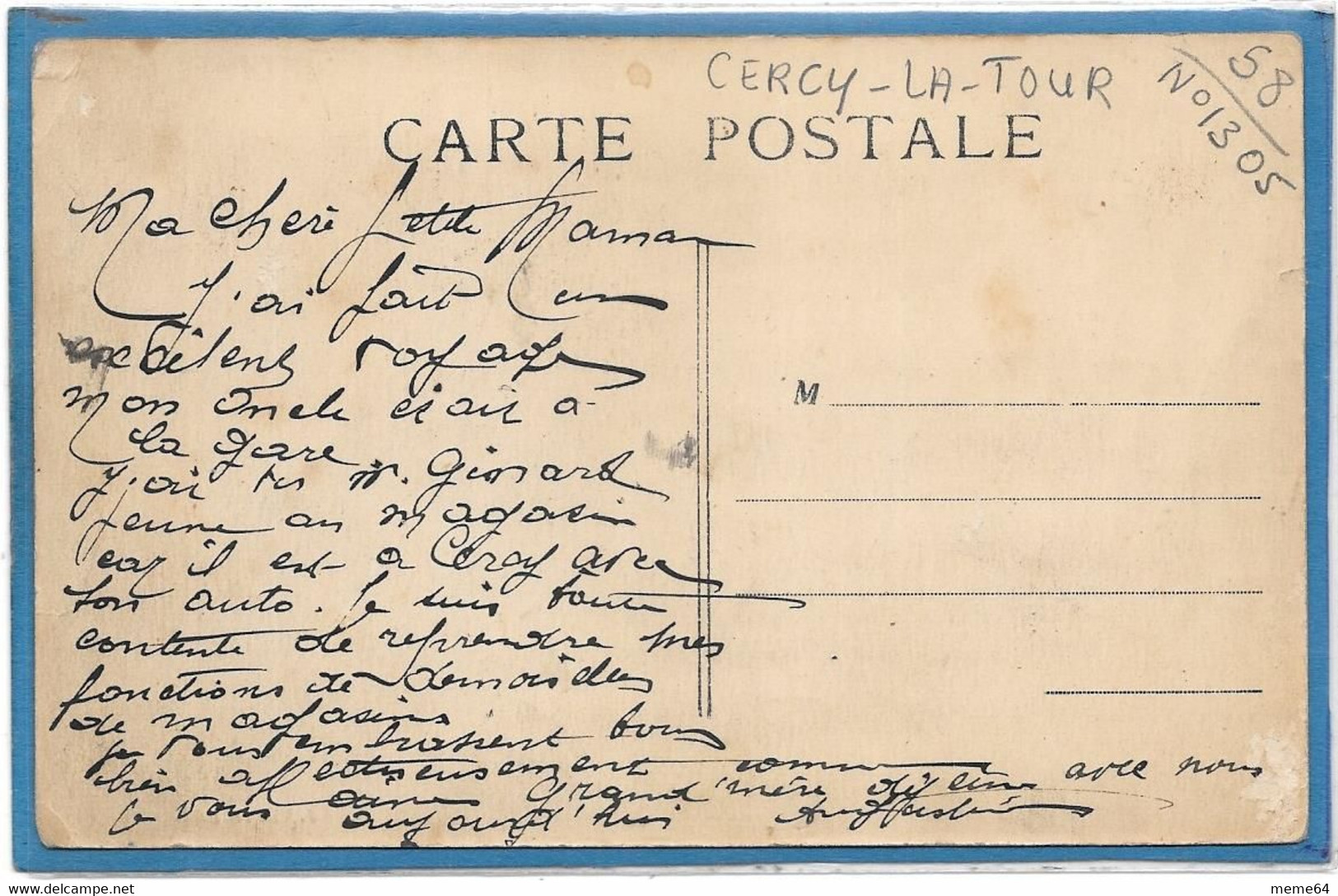 58 . CERCY-LA-TOUR  --  CARTE PHOTO Magasin Confiserie Maison F . BOUILLOT - A Identifier