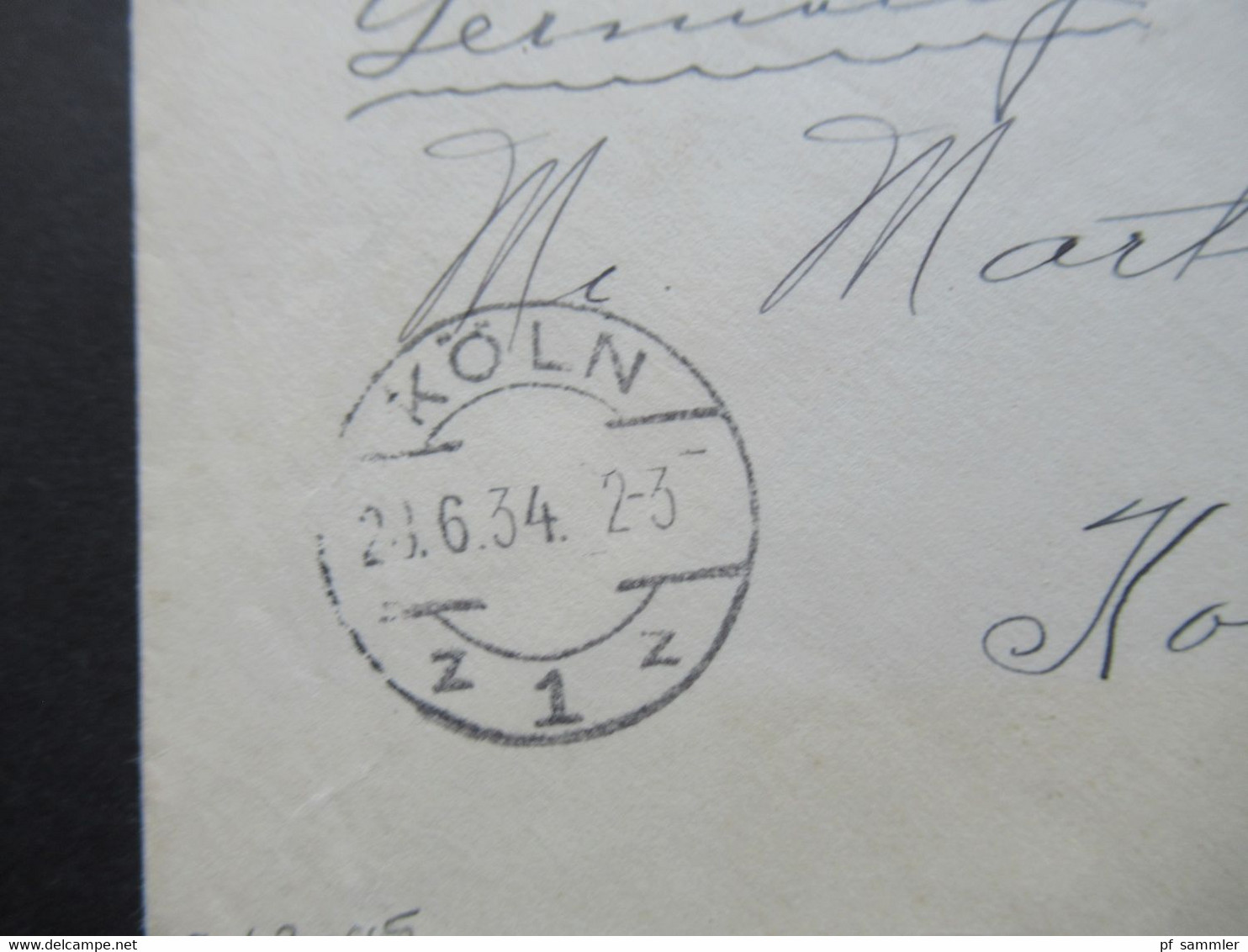 USA 1934 Flugpostmarke Nr. 321 Rechts Ungezähnt Roter Stempel Mit Luftpost Befördert Luftpostamt Köln Flughafen - Lettres & Documents