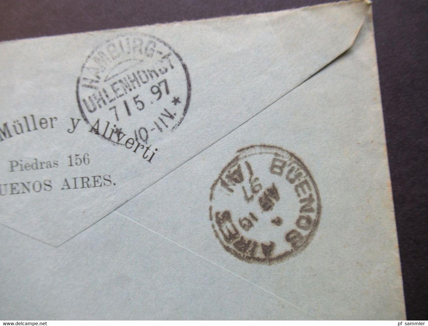Argentinien 1897 Por Vapor Nile Nach HH Mit KOS Hamburg Uhlenhorst Umschlag Adolfo Müller Y Aliverti Buenos Aires - Cartas & Documentos