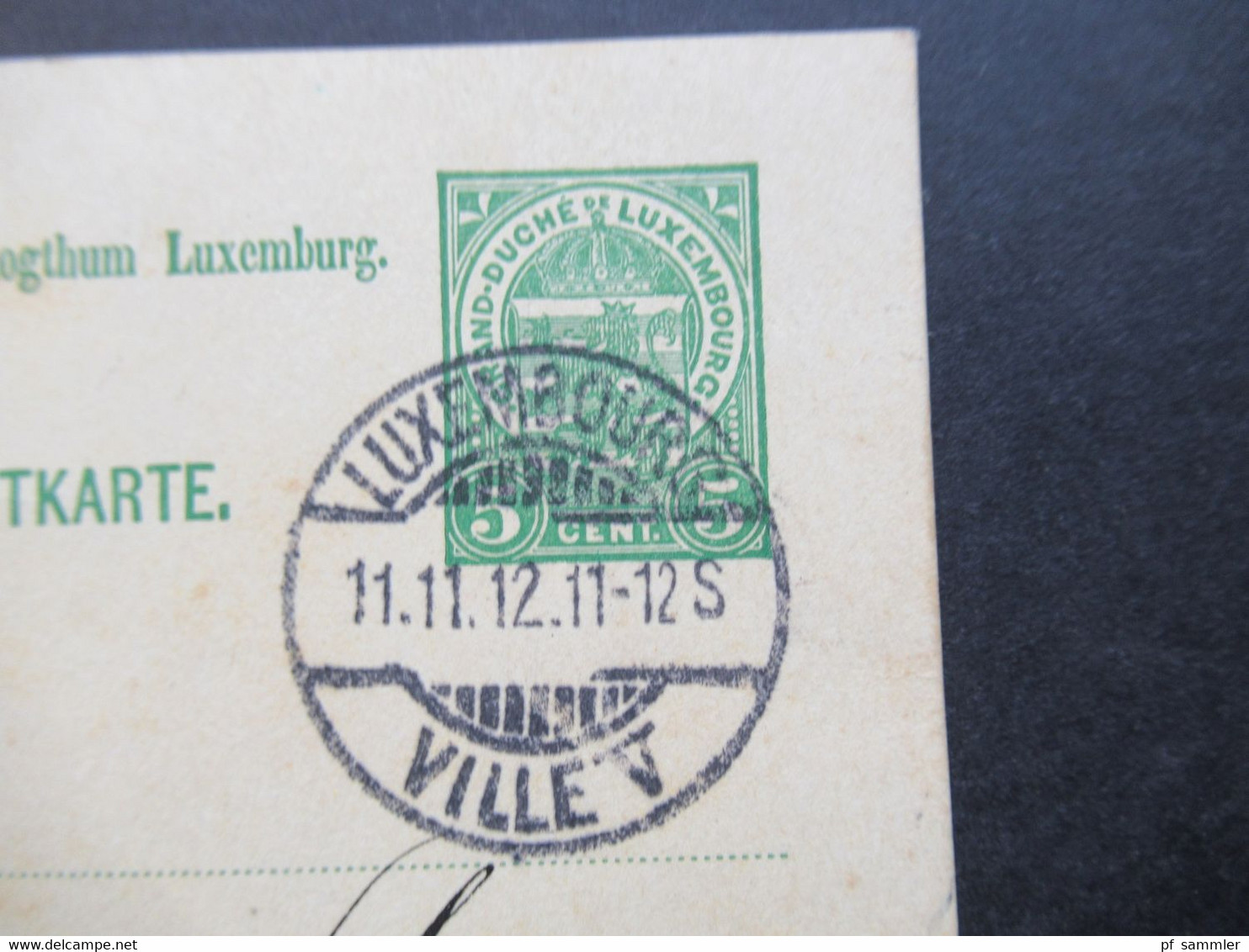 Luxemburg 1912 Ganzsache Stempel Luxembourg 11.11.12 11-12S Geschrieben In Hollerich Nach Staßfurt - 1907-24 Wapenschild