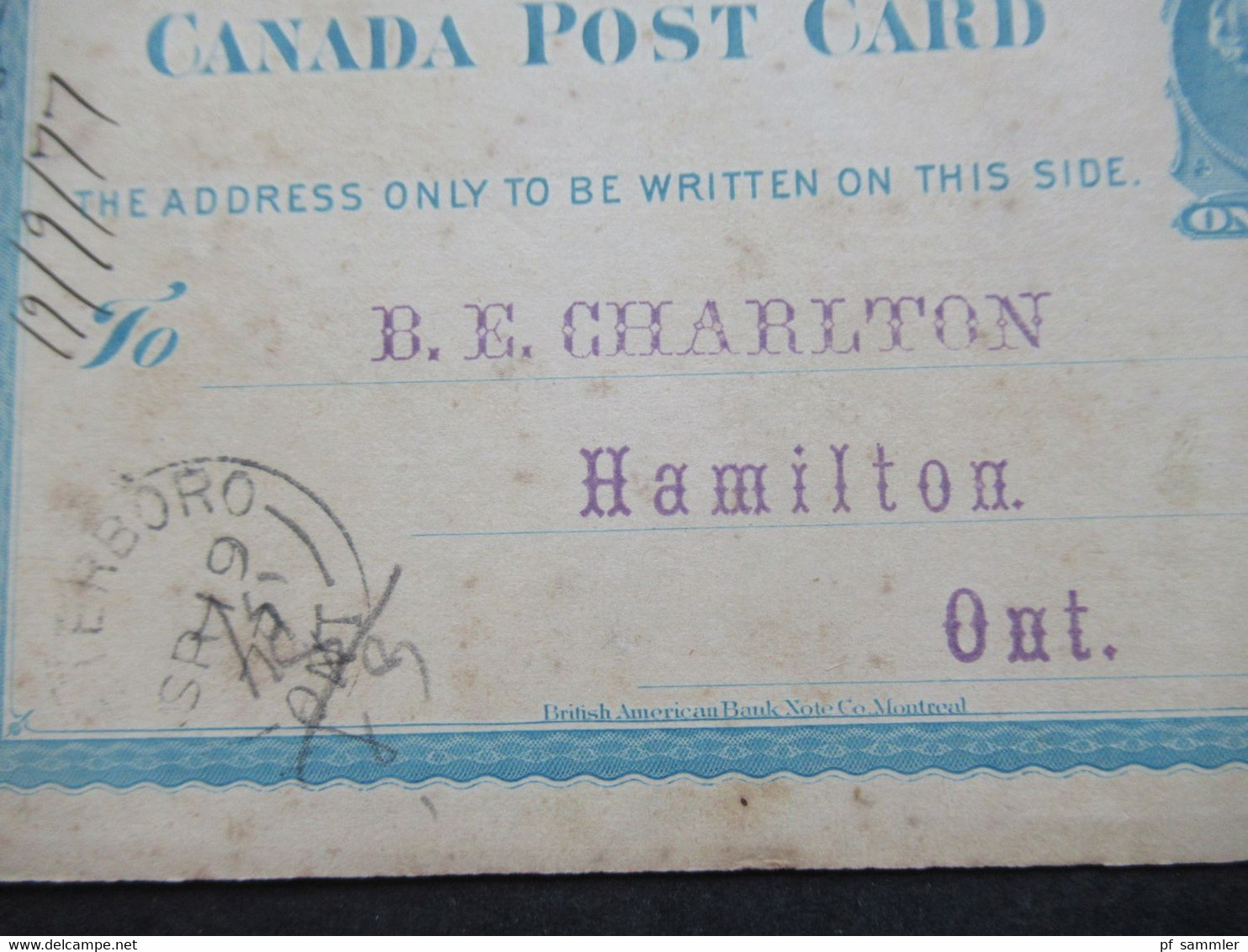 Kanada 1877 Canada Post Card Peterboro - Hamilton Bedruckte Karte / Bestellkarte Vinegar, Syrup Cider Etc. - Lettres & Documents