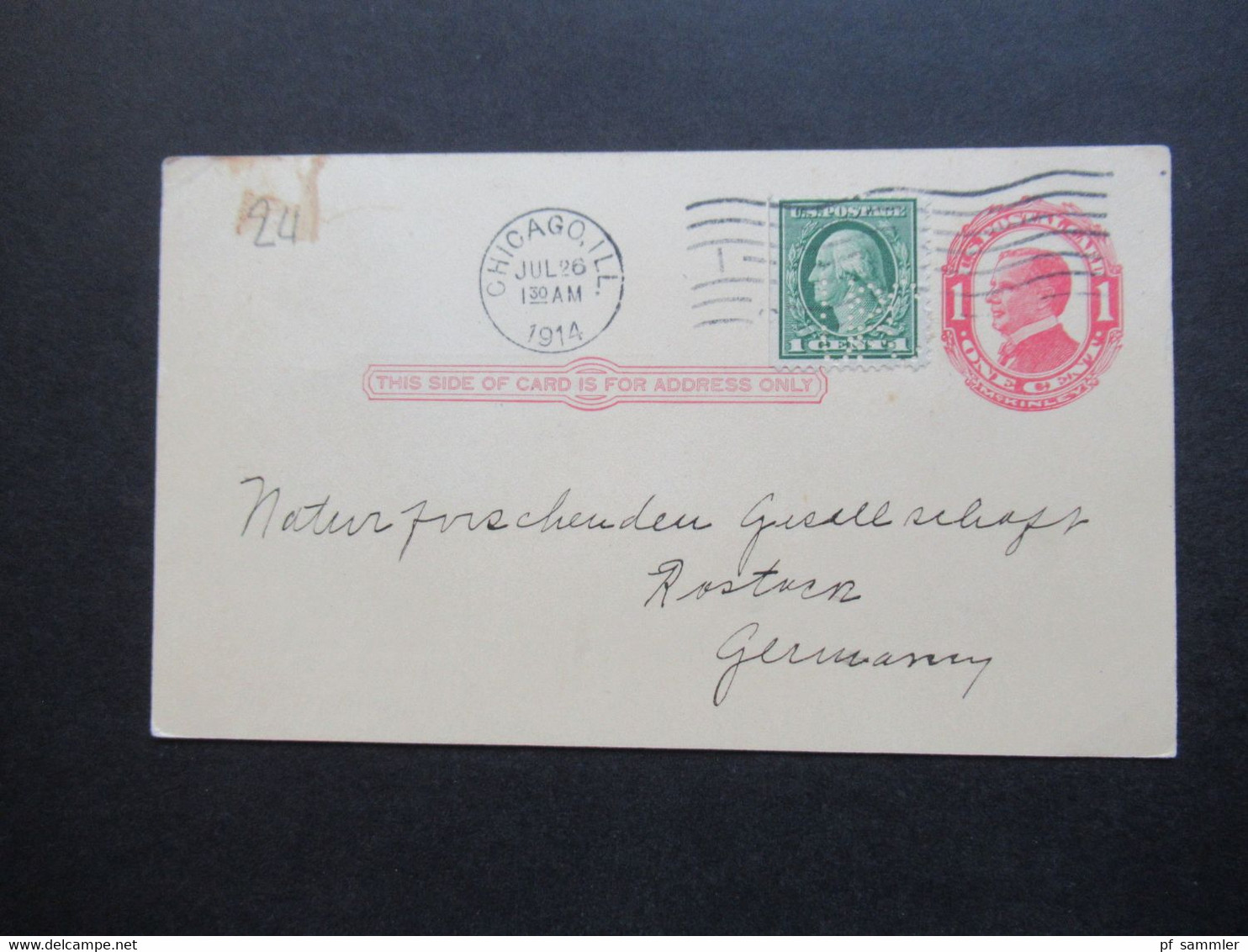 USA 1912 Ganzsache Mit ZuF Washington Links Ungezähnt Firmenlochung / Perfin University Of Chicago Libraries - Briefe U. Dokumente