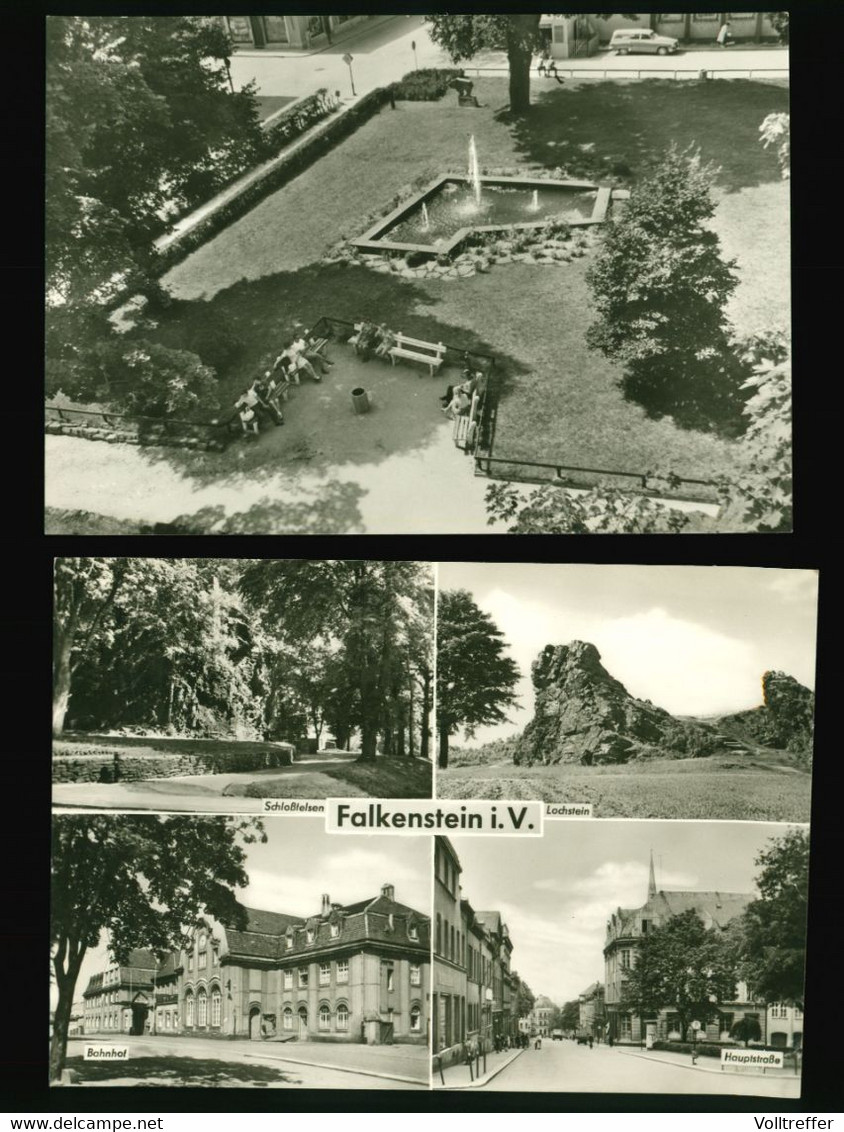 2x Foto AK Falkenstein Im Vogtland Um 1978 Mit Bahnhof, Hauptstraße, Lochstein U.a. - Falkenstein (Vogtland)