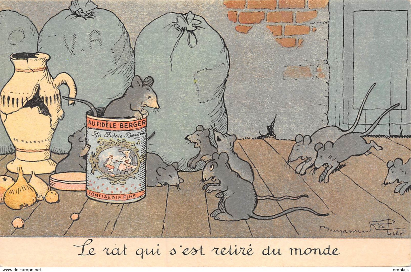 Illustrateur Benjamin RABIER -Publicité Chocolat LOMBART.Cacao Lombart. Le Rat Qui S'est Retiré Du Monde. - Rabier, B.