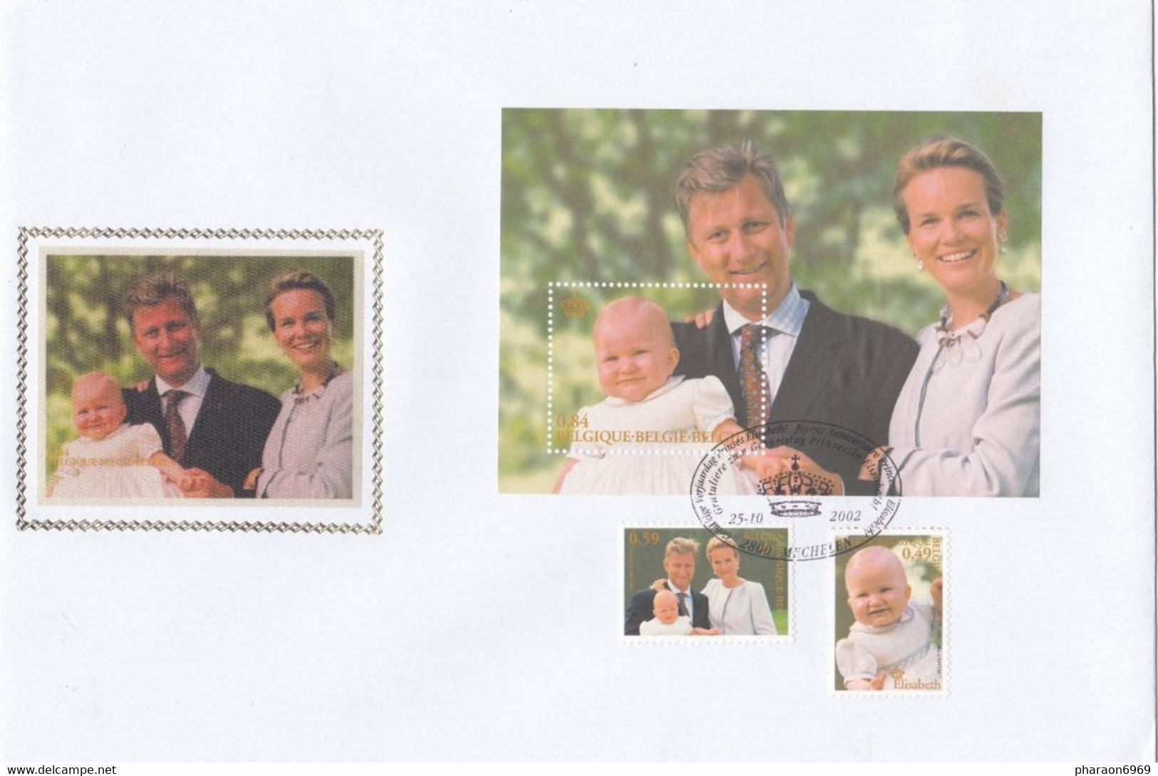 Enveloppe FDC Soie 3098 à 3100 Bloc 97 Mechelen Princess Elisabeth Royauté - 2001-2010