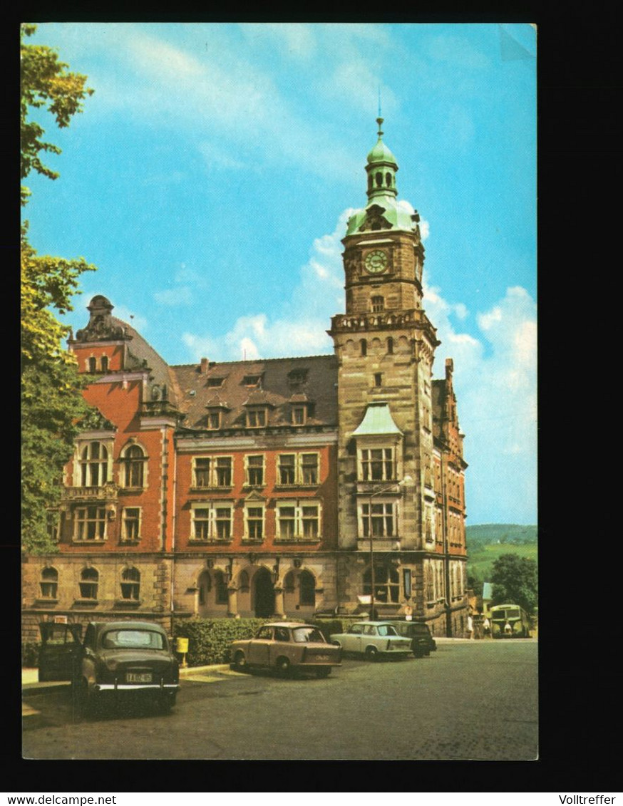 DDR Foto AK Falkenstein Im Vogtland, Rathaus, Davor Schöne DDR Oldtimer KFZ - Falkenstein (Vogtland)