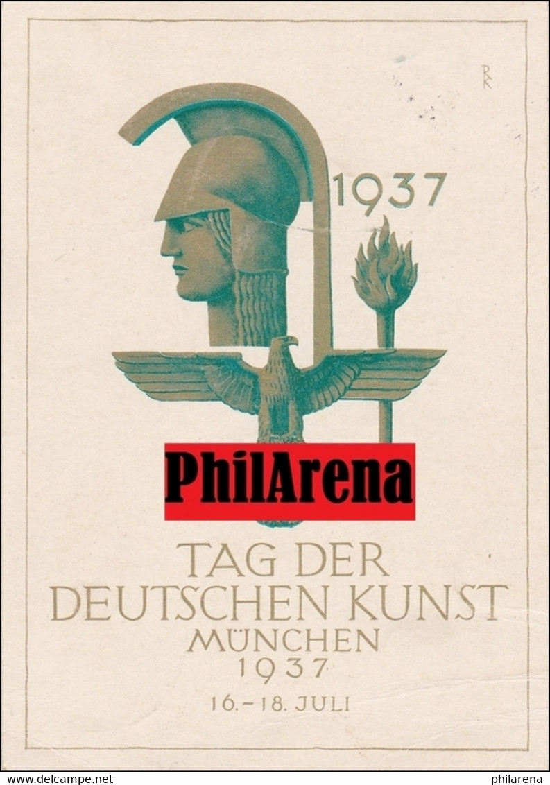 III. Reich: Propaganda Karte Tag Der Deutschen Kunst 1937 Mit Sonderstempel - Altri & Non Classificati