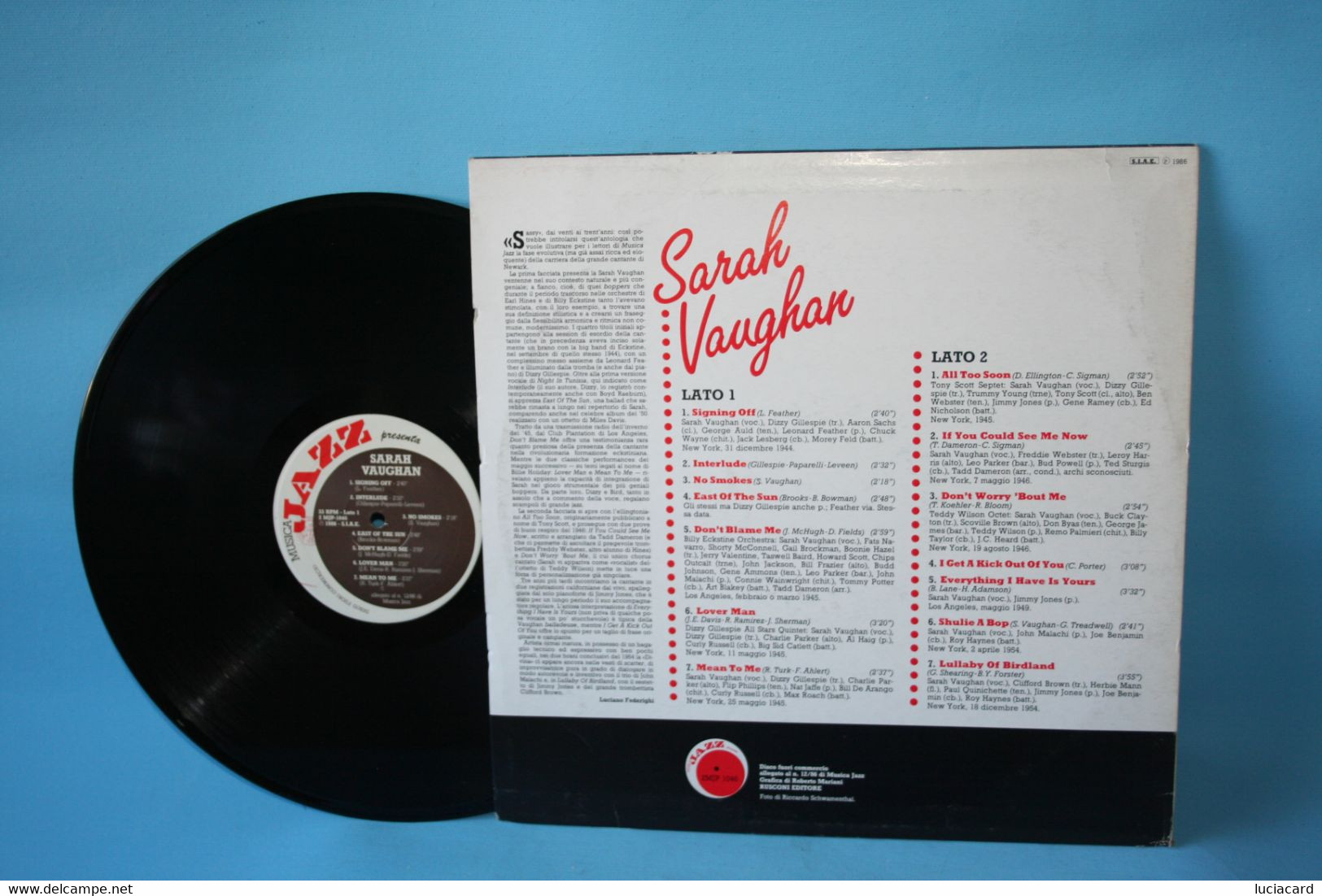 SARAH  VAUGHAN MUSICA JAZZ LP 33 GIRI DISCO VINILE - Jazz