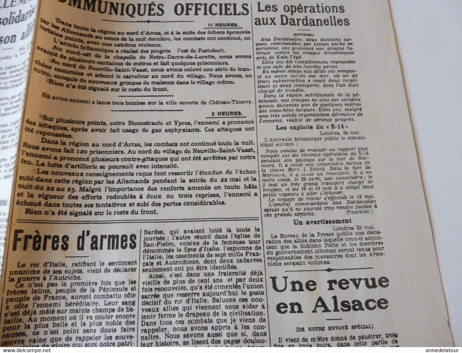 25 Mai 1915 LE PETIT PARISIEN : La Conquête Du Massif De Lorette; L'Italie A Déclaré La Guerre à L'Autriche-Hongrie; Etc - Le Petit Parisien