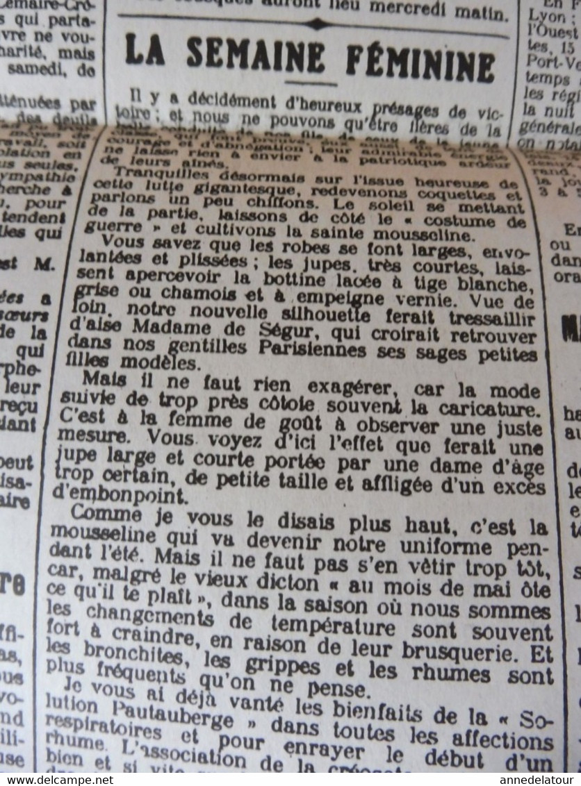 25 mai 1915 LE PETIT PARISIEN : La conquête du Massif de Lorette; L'Italie a déclaré la guerre à l'Autriche-Hongrie; etc