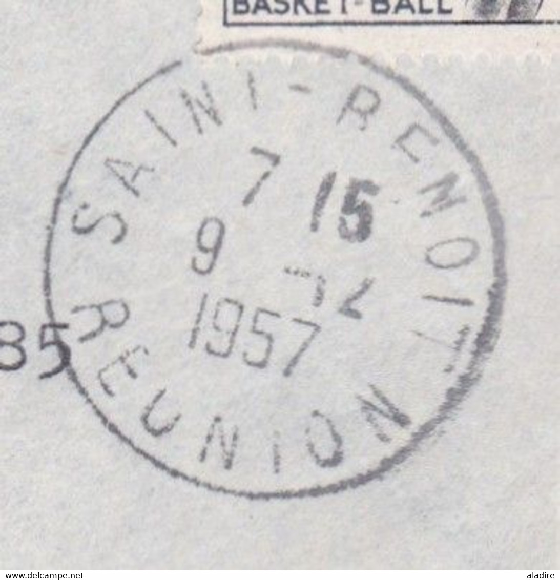 1957 - Enveloppe Par Avion De Saint Benoit, Réunion CFA Vers Nanterre, France - Basket Et Région Bordelaise - Briefe U. Dokumente