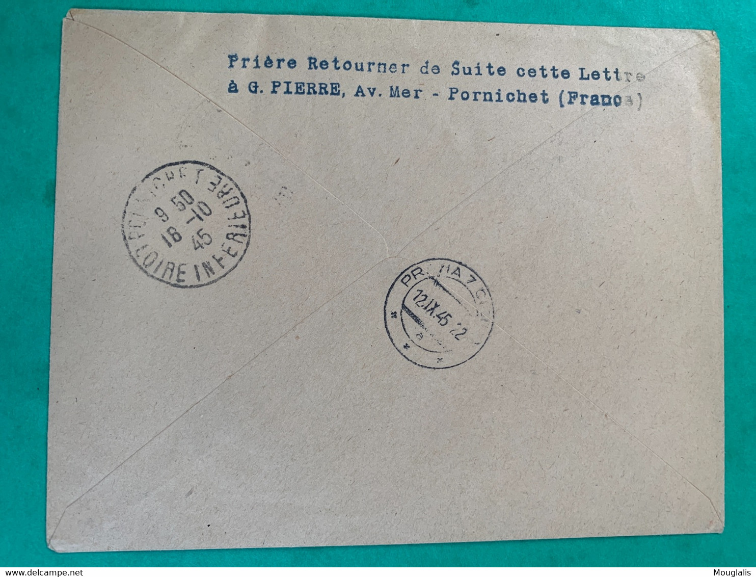 No 696 691 Et 713 Sur Enveloppe Transportée Par AVION MILITAIRE Recommandé Pornichet 1945 Vers PRAGUE Marcophilie TTB - Military Airmail