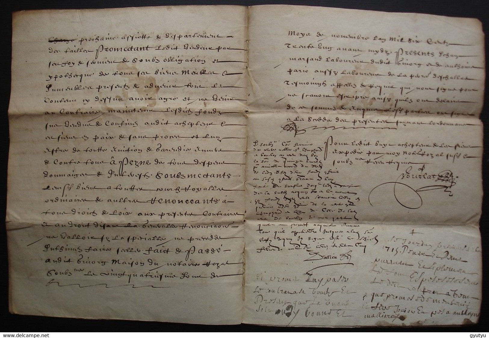 1632 Givors Rhône Joli Document De 8 Pages, Vente Mathieu Guy André Cristoffe, Pour Passionné De Paléographie - Manuscritos