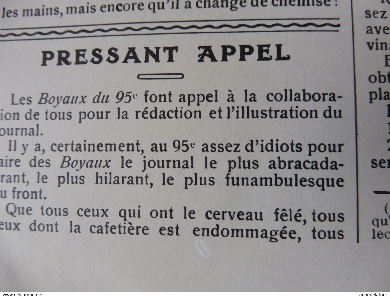 N° 1  " LES BOYAUX DU 95 " Comment se débarrasser de ses poux..se mettre à poil par une belle journée d'hiver et .....