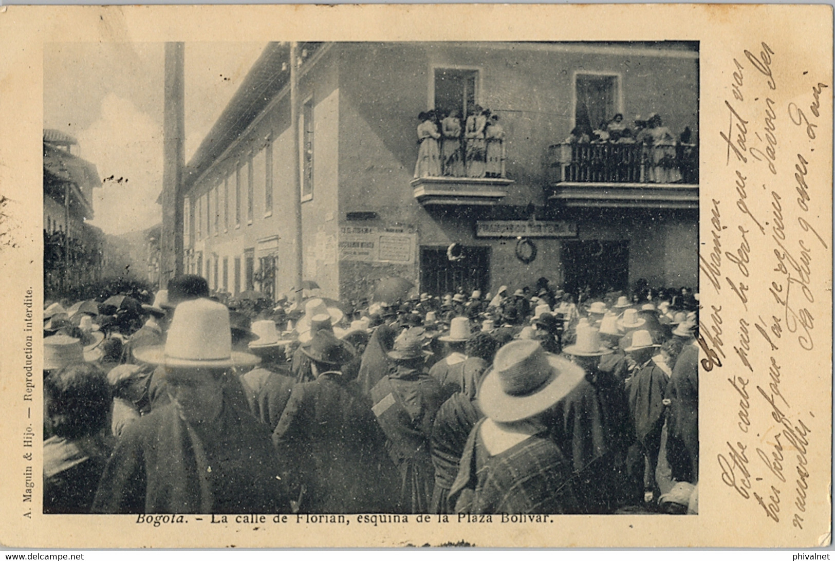 1906 , COLOMBIA , T.P. CIRCULADA , BARRANQUILLA - SUIZA , LA CALLE DE FLORIÁN , ESQUINA DE LA PLAZA BOLIVAR EN BOGOTÁ - Colombia