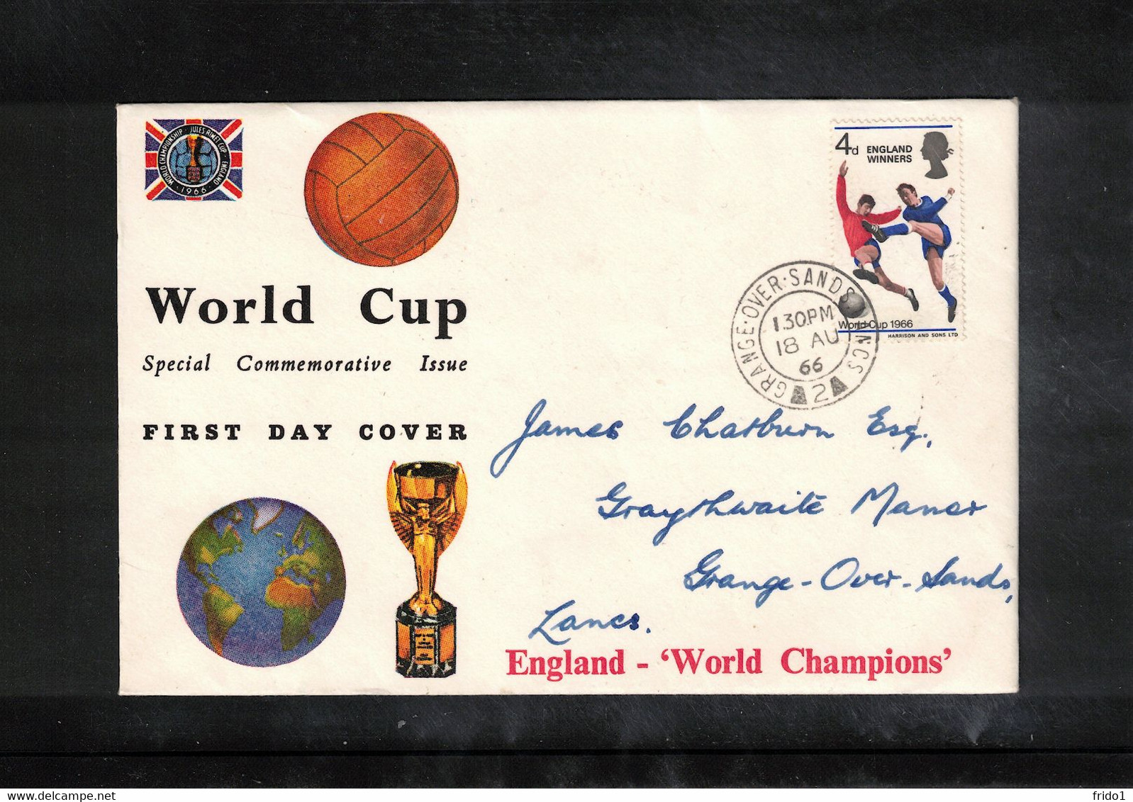Great Britain 1966 World Football Cup England - England Winners FDC - 1966 – Angleterre