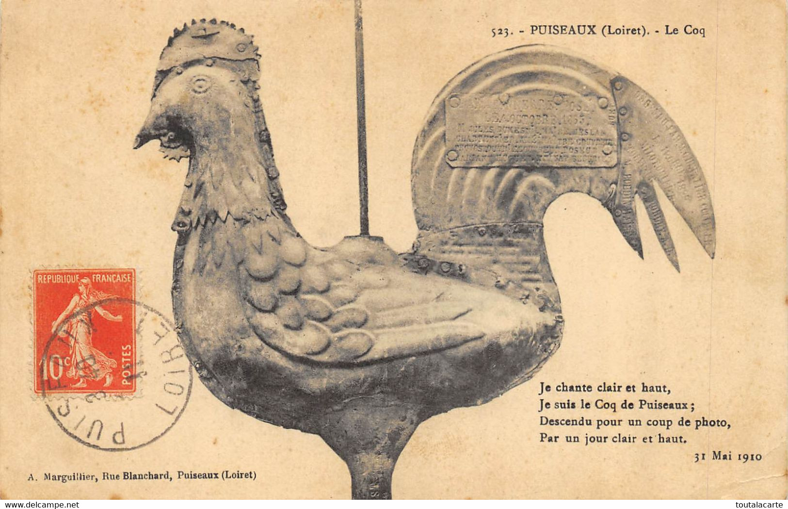 CPA 45 PUISEAUX LE COQ  Rare - Puiseaux