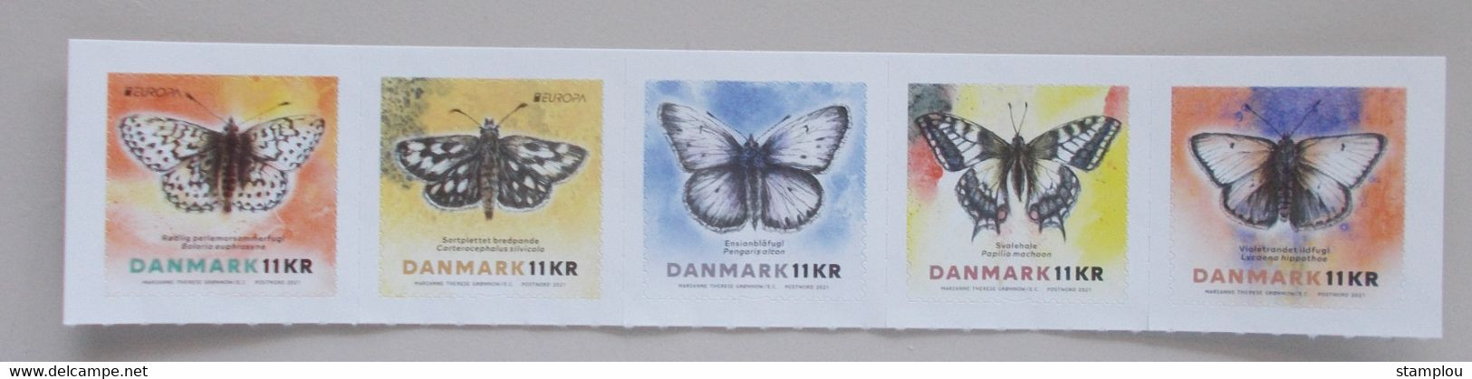 Denemarken-Denmark 2021 Cept  Strip Of 5 With 2 Stamps Europe - 2021