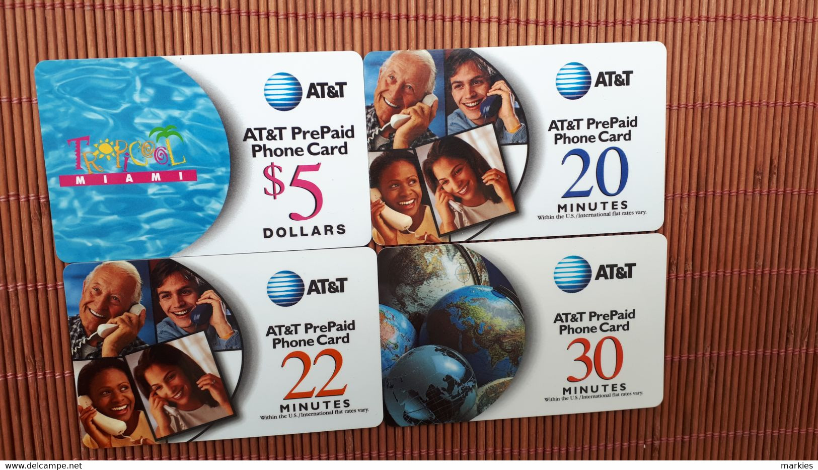 4 Prepaidcards AT 1 T Used 2 Scans Rare - AT&T