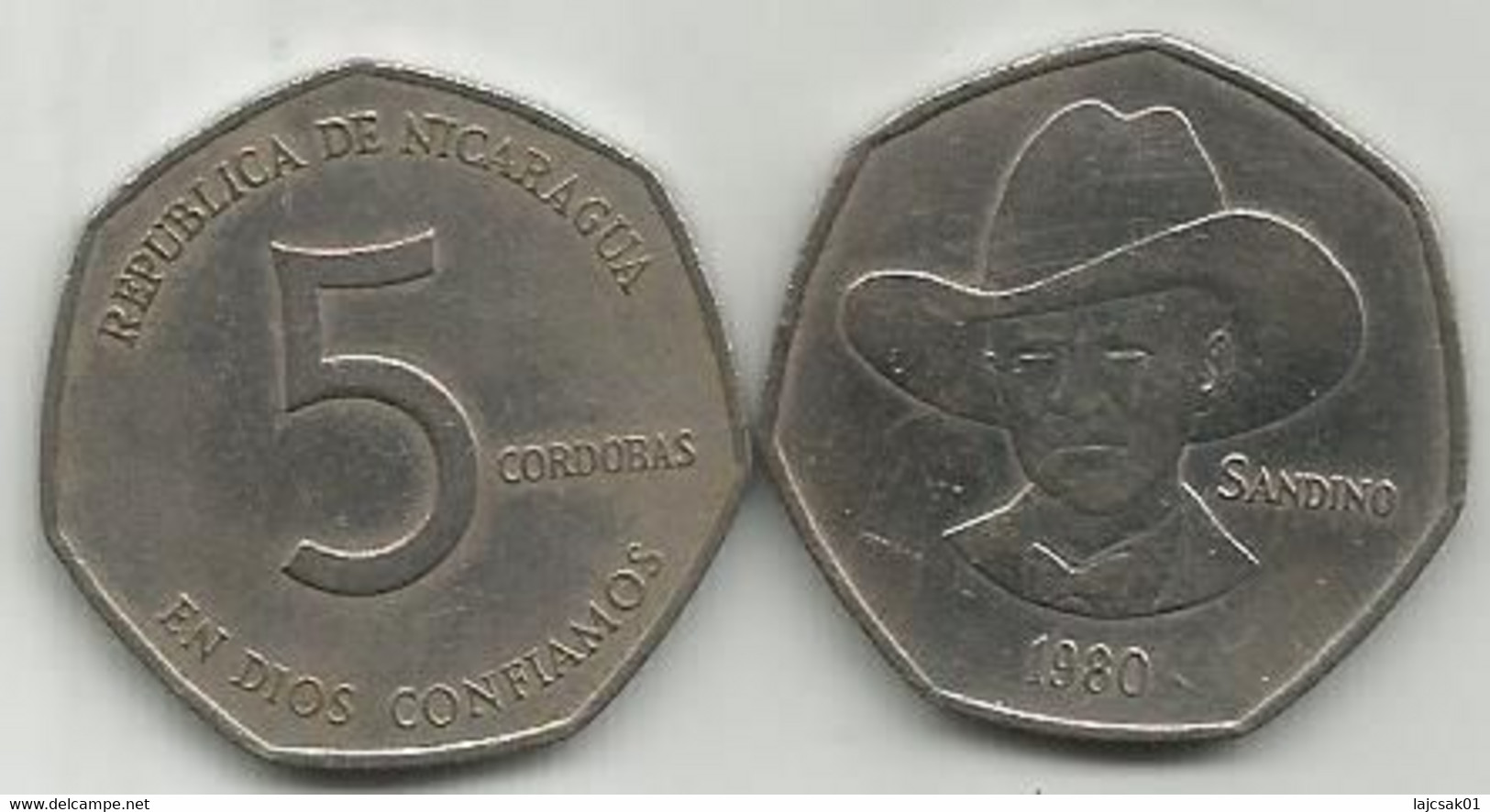 Nicaragua 5 Cordobas 1980. Sandino Vf - Nicaragua