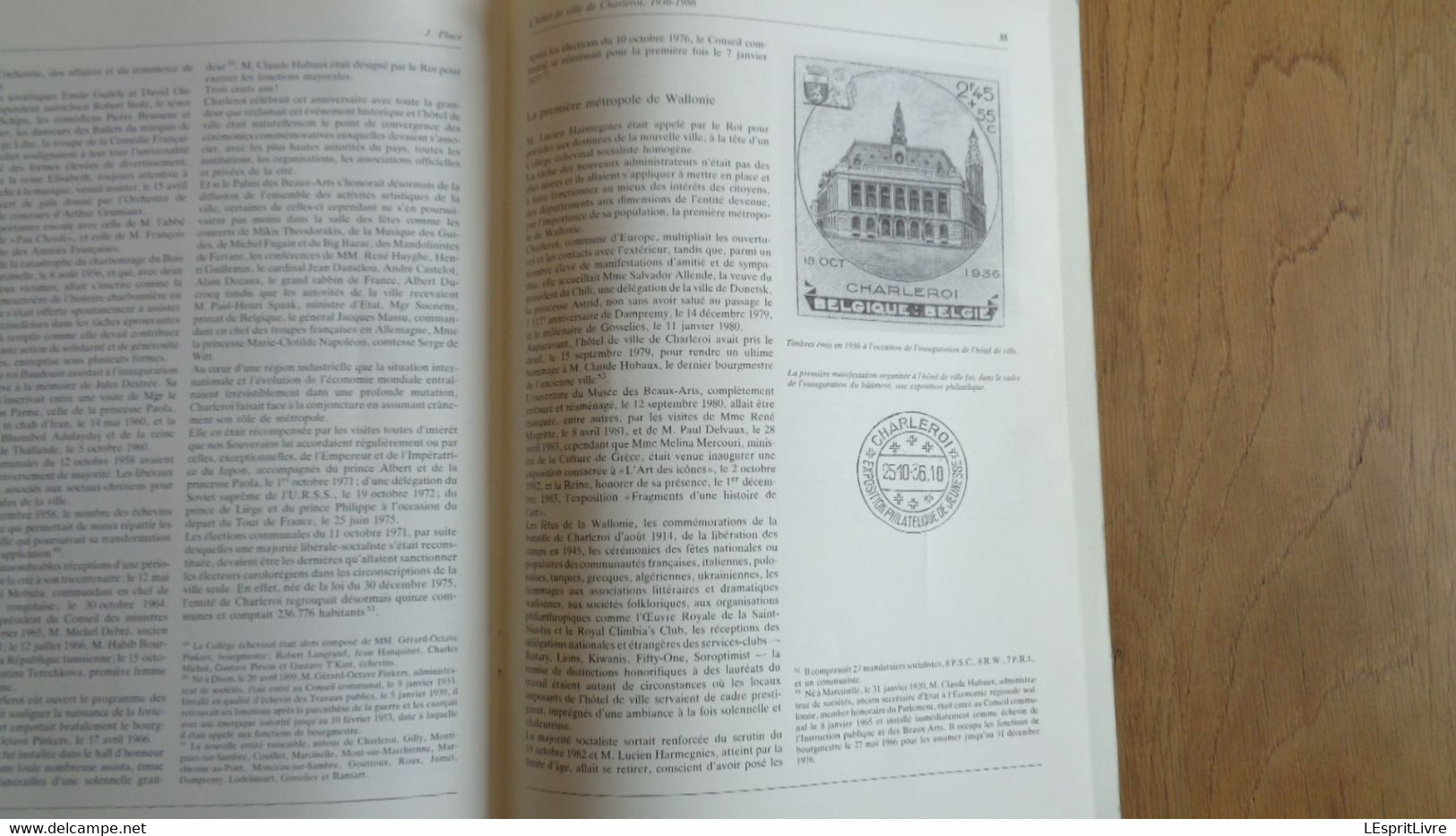 L' HOTEL DE VILLE DE CHARLEROI 1936 1986 Jean Place Régionalisme Hainaut  Histoire Architecture Carillon