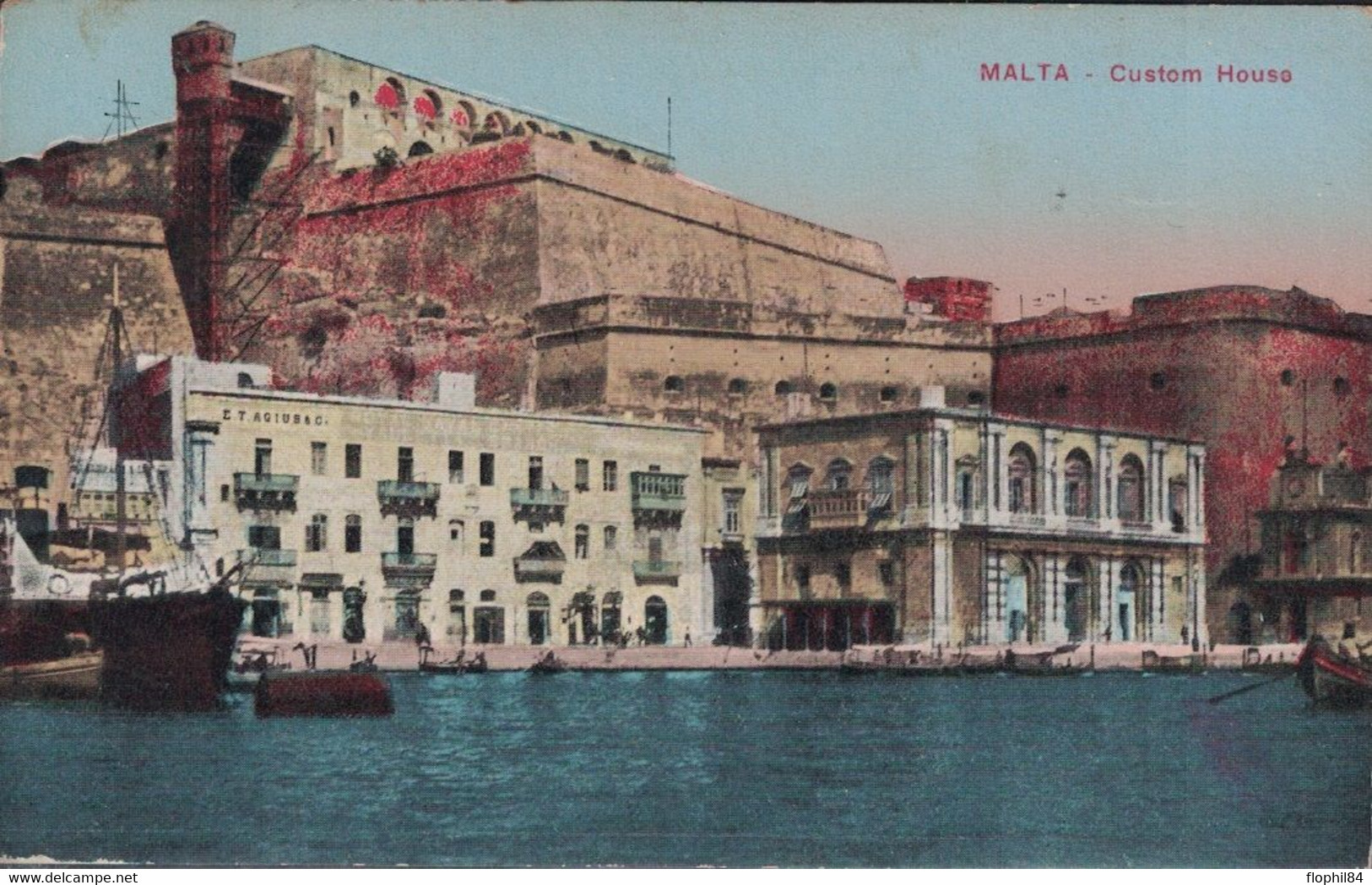 MALTE - MALTA - CARTE POSTALE DU 28-10-1916 - TRANSIT PAR ROMA CENTRO - CENSURE TRIANGULAIRE - CARTE POUR LA FRANCE - Malte (...-1964)