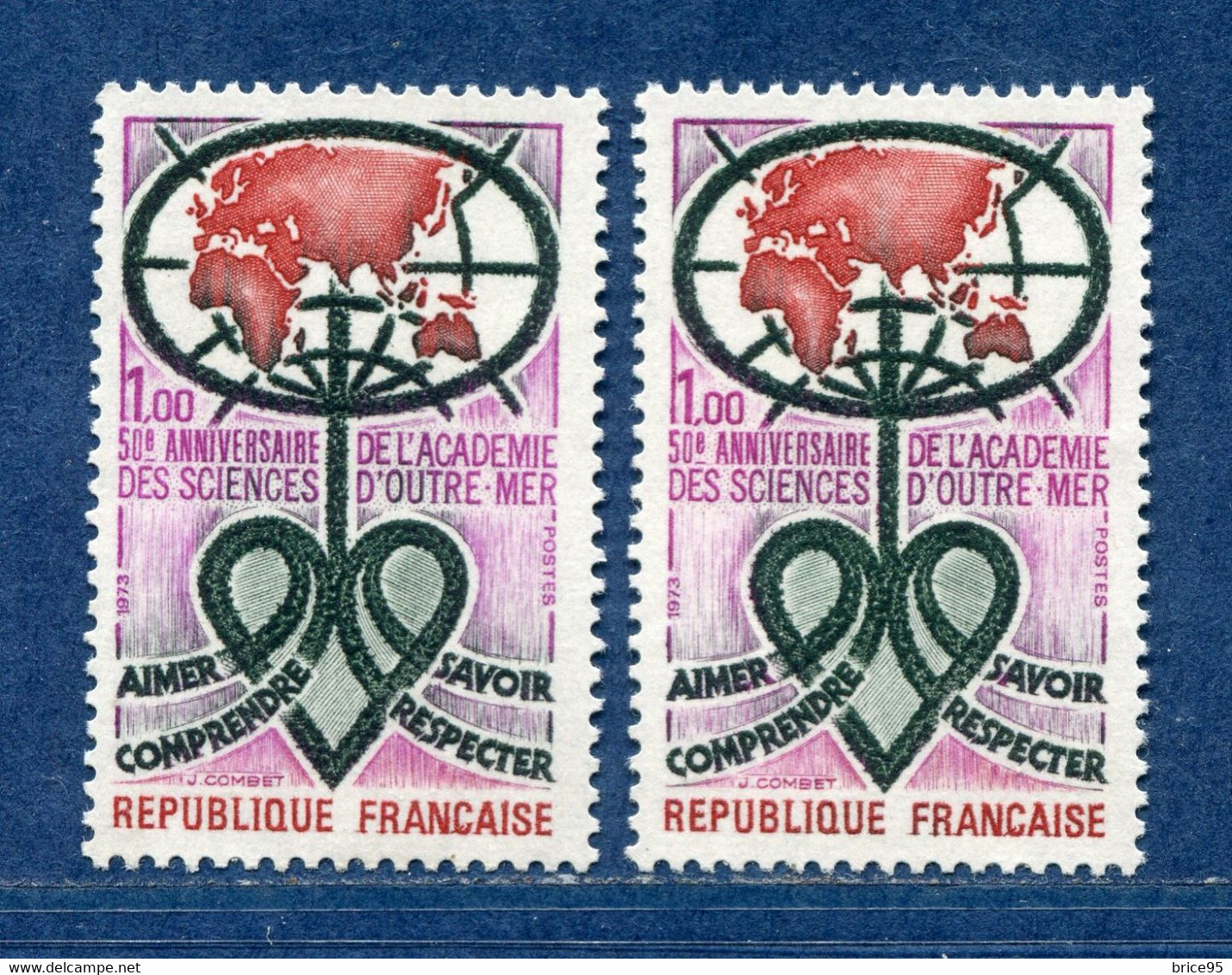 ⭐ France - Variété - YT N° 1760 - Couleurs - Pétouille - Neuf Sans Charnière - 1973 ⭐ - Unused Stamps