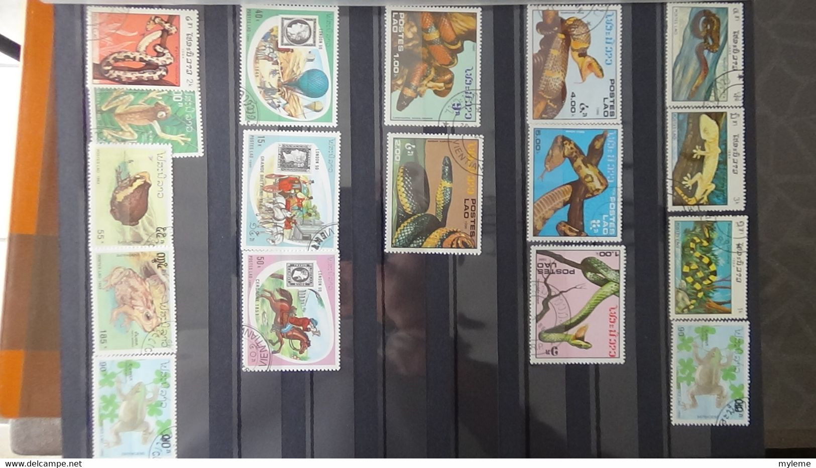 V101 Collection du Laos et autres en timbres oblitérés . A saisir!!!