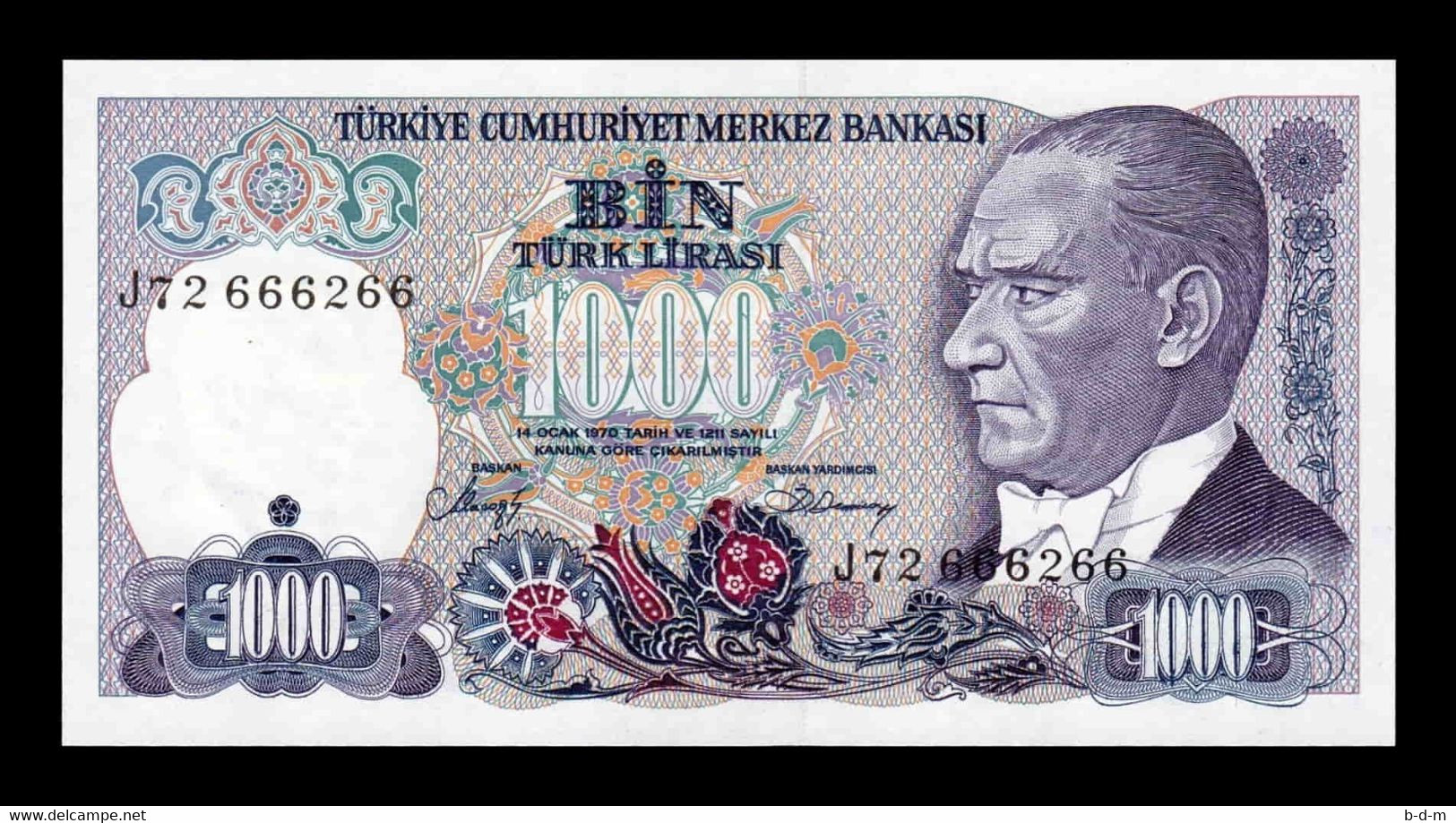 Turquia Turkey 1000 Lira L. 1970 (1986) Pick 196b SC UNC - Türkei