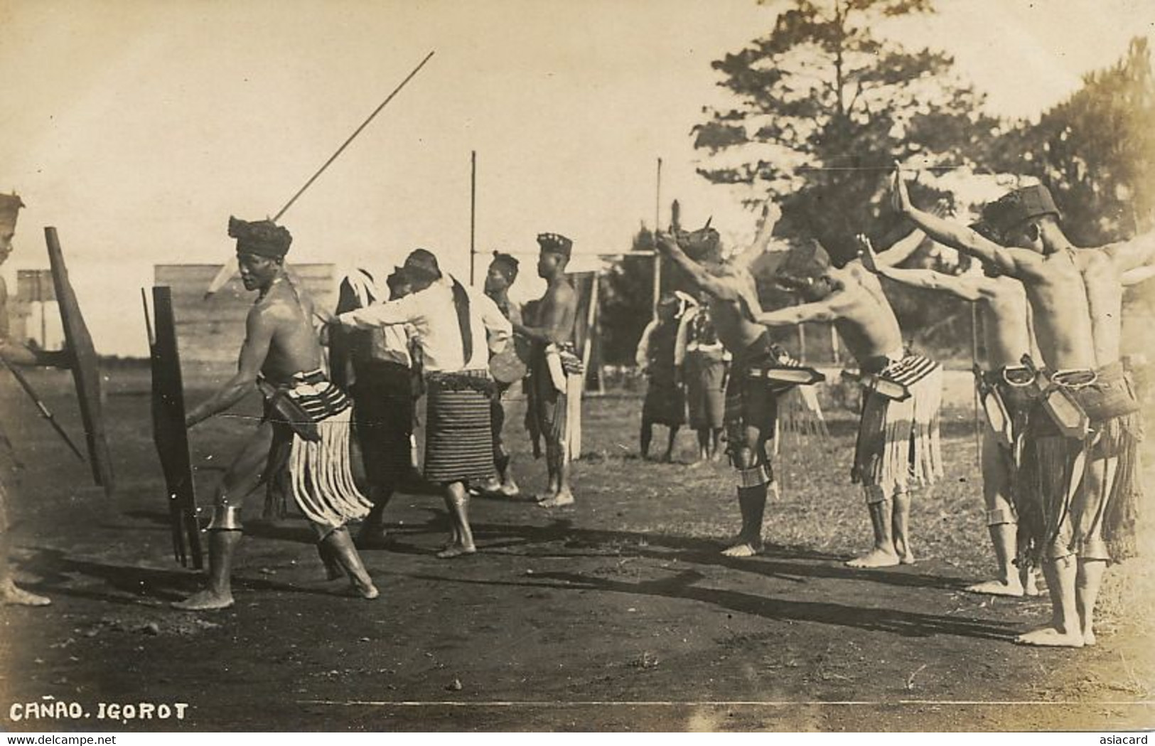 Real Photo Naked Igorot Warriors Canao Lances And Wooden Shields Mountain Studio Baguio - Philippines