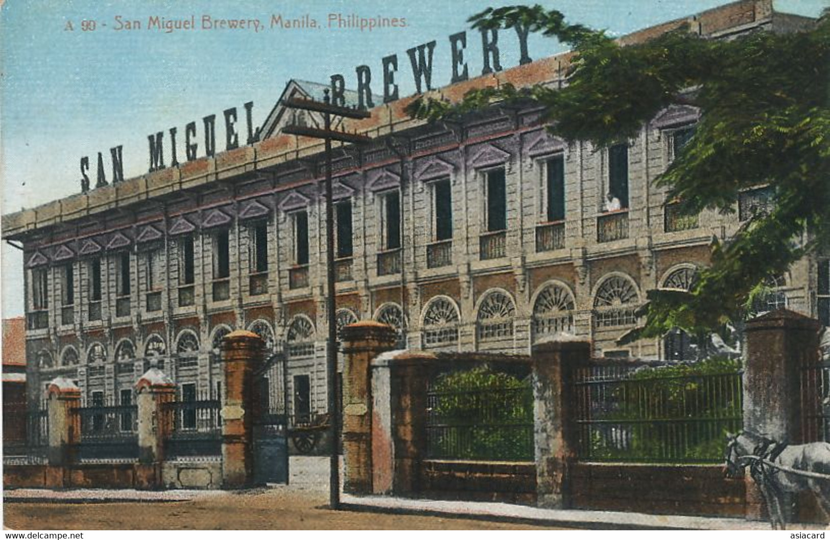 Hand Colored  Manila San Miguel Beer Brewery Beer Plant . Bière - Philippines