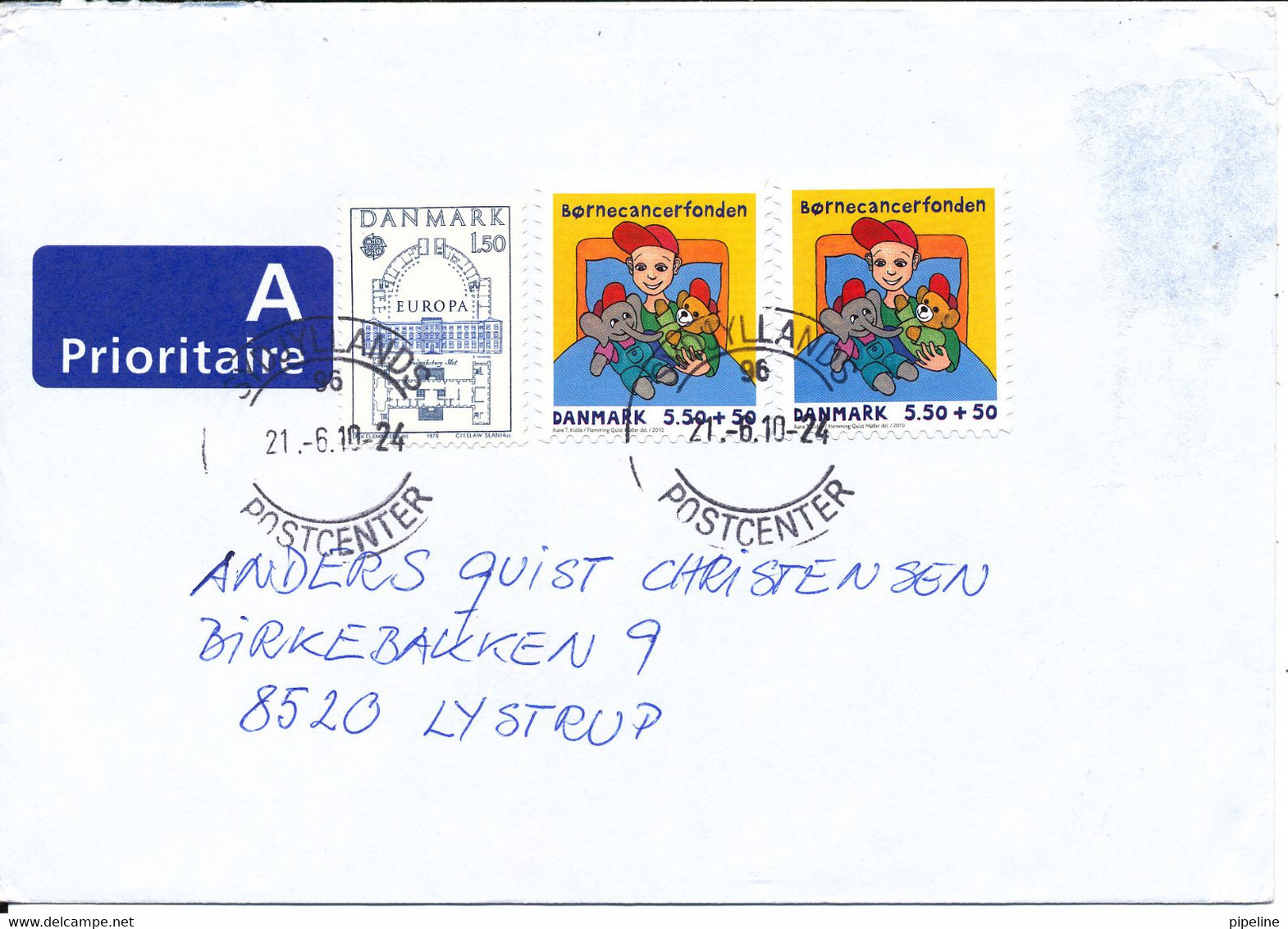 Denmark Cover 21-6-2010 Very Good Franked (thin Stain At The Top Of The Right Side Of The Cover) - Briefe U. Dokumente