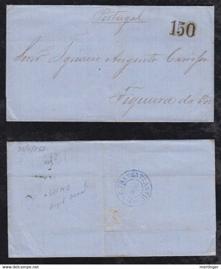 Brazil Brasil 1867 Entire Cover BAHIA To FIGUEIRA Portugal - Storia Postale