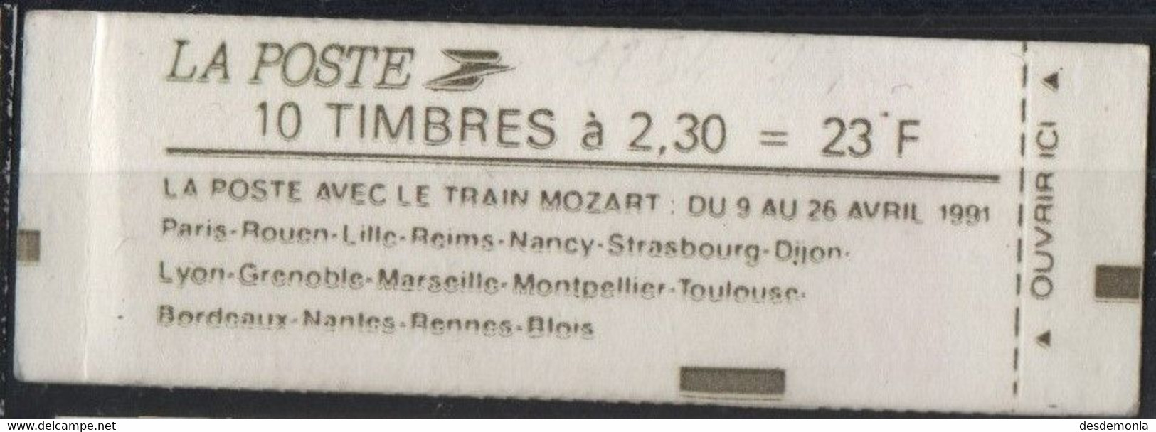 France Maury Carnet 484a (Yvert 2614-C11a) ** Marianne De Briat Train Mozart Sans Point Après Blois - Libretti